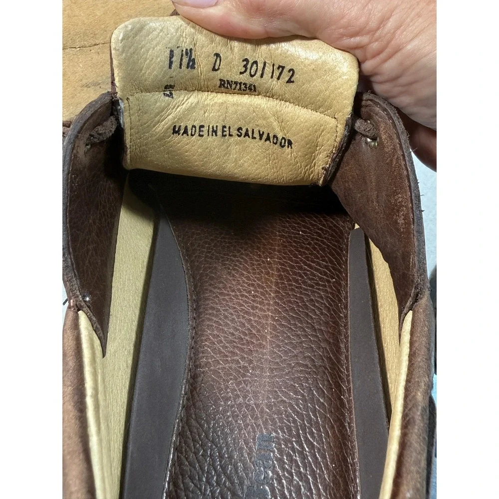LL Bean Mens 11.5 D Casco Bay Leather Lug Boat Shoes Brown 301172